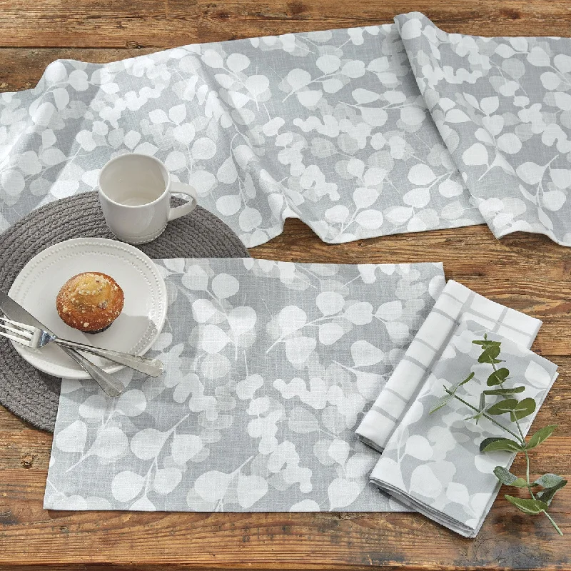 Designer appetizer trays with sections-Eucalyptus Napkin Set of 4  Park Designs