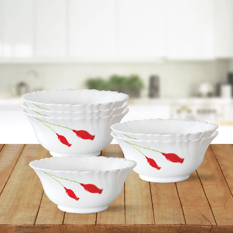 Compact glass bowls for snacks-Larah by Borosil Diana Veg Bowl Set