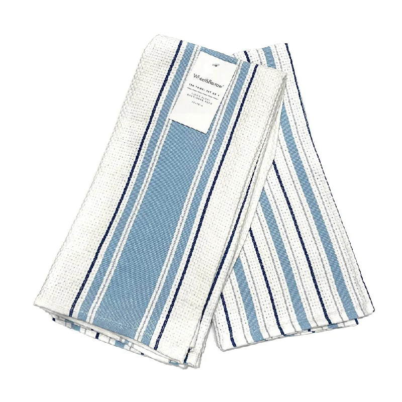 Oversized bowls for family dinners-Tea Towel Set/4 Blue & White Stripe