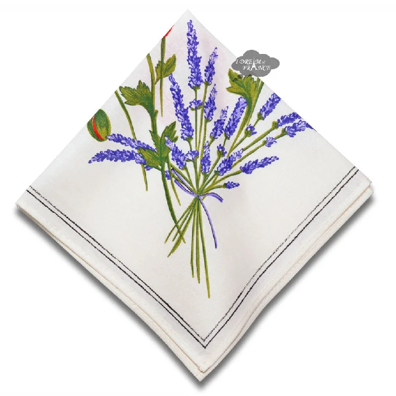 Reusable silicone trays for baking-Poppies Cream Provence Cotton Napkin by Tissus Toselli