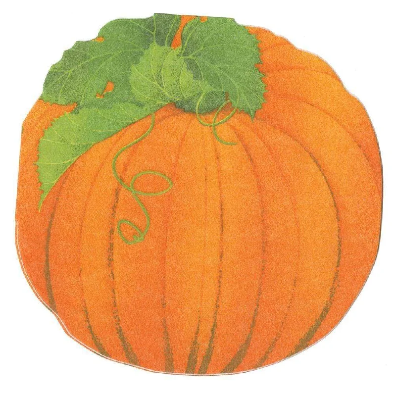 Designer mini plates for appetizers-Caspari Luncheon Napkins: Pumpkin Airlaid Die-Cut