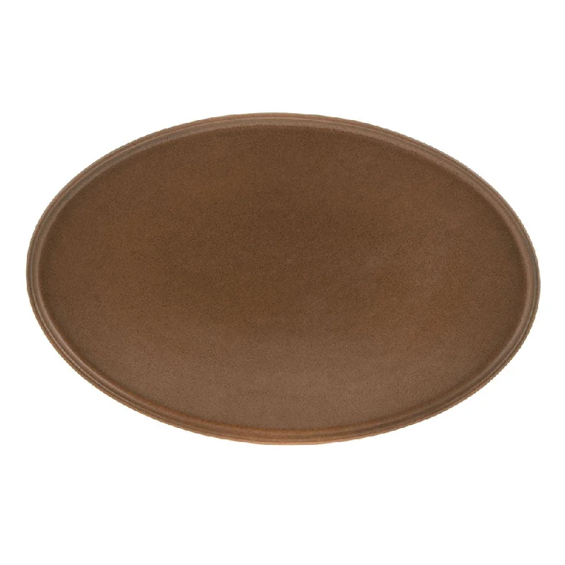 Reusable silicone trays for baking-PLATTER Oval Stoneware Straight Leather 35x23cm