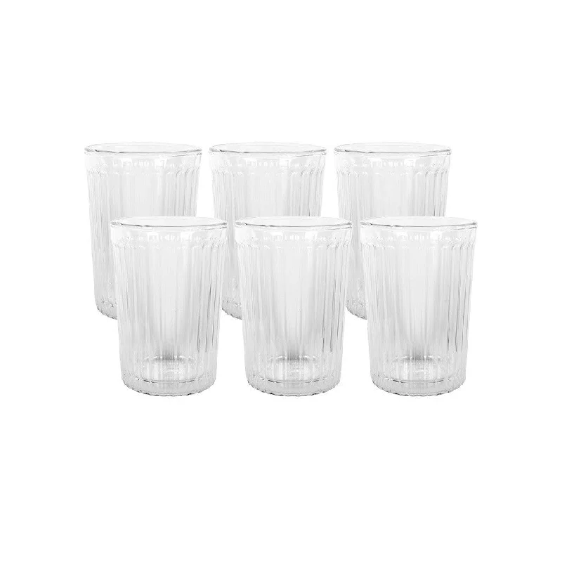 Small stainless steel tumblers-Avanti Rigato Double Wall Set Of 6 250ml