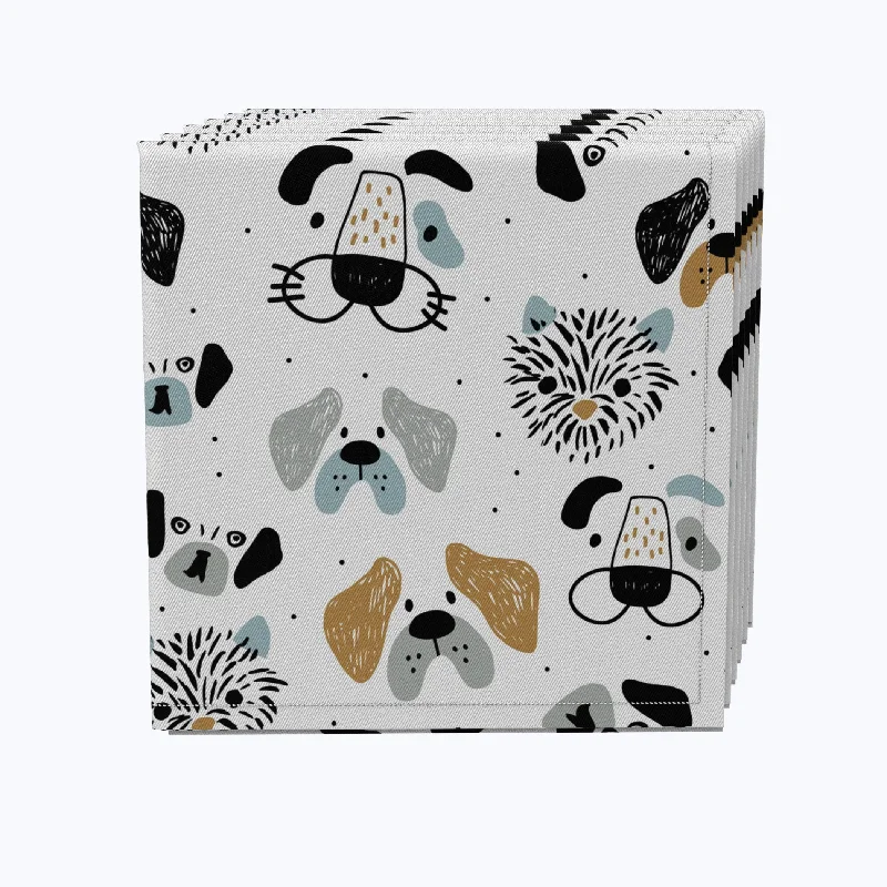 Chic ceramic platters with designs-Dog Faces Drawing Napkins