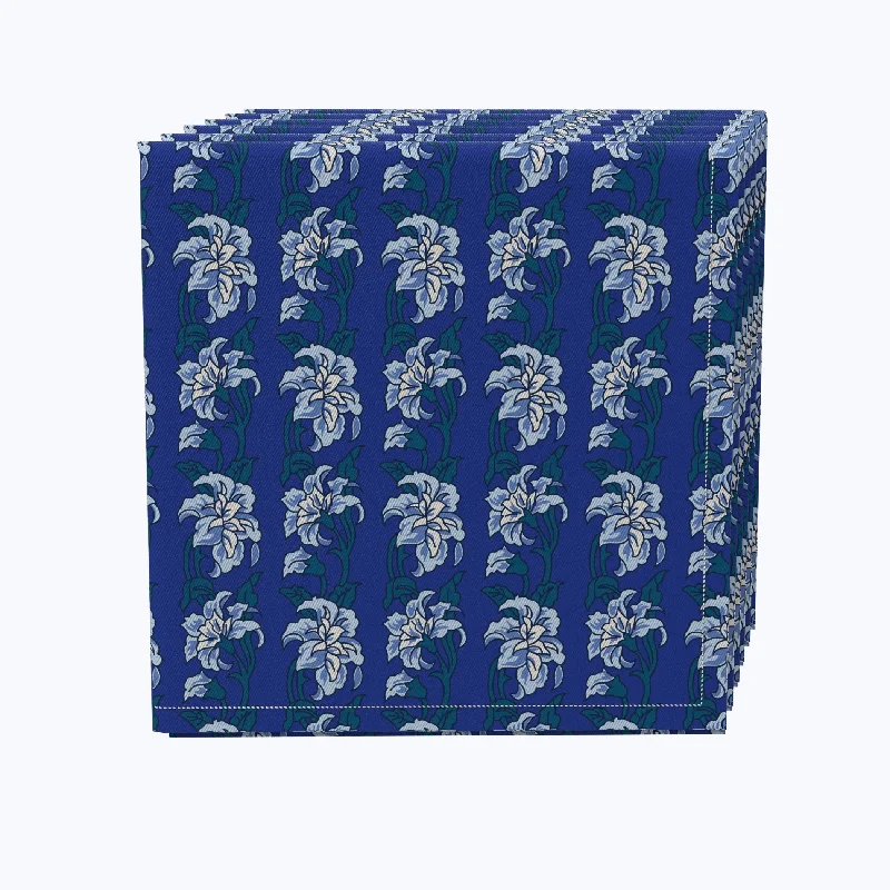 Designer cutlery with wooden handles-Blue Shaded Peony Flowers Napkins