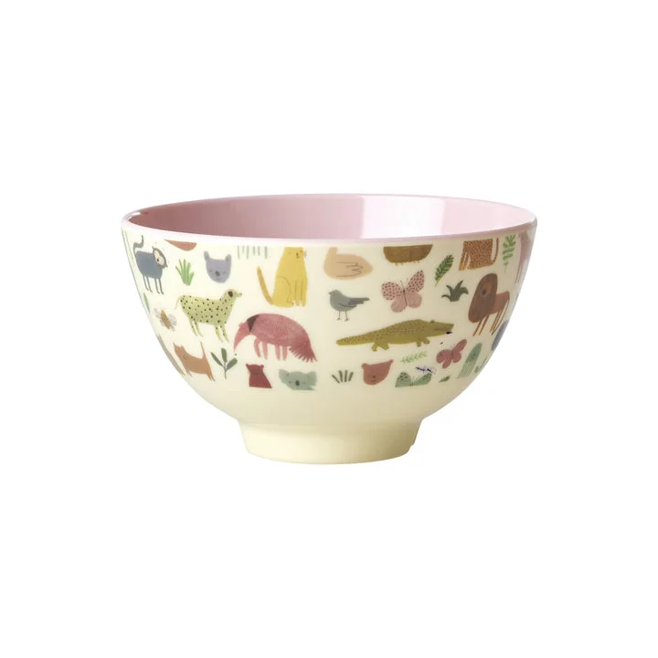 High-quality glass plates for meals-Rice DK Melamine Bowl with Sweet Jungle Print - Pink - Small - 300ml