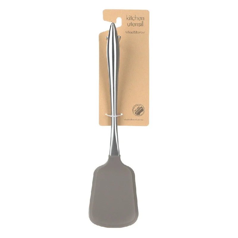 Compact silicone trays for travel-Silicone Turner Grey with Stainless Steel Handle 32x7.5cm