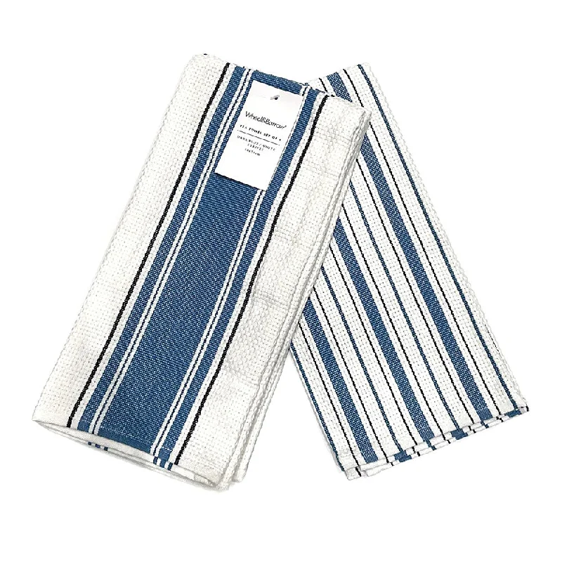 Stylish silicone plates for camping-Tea Towel Set/4 Classic Stripe Blue & White Stripe