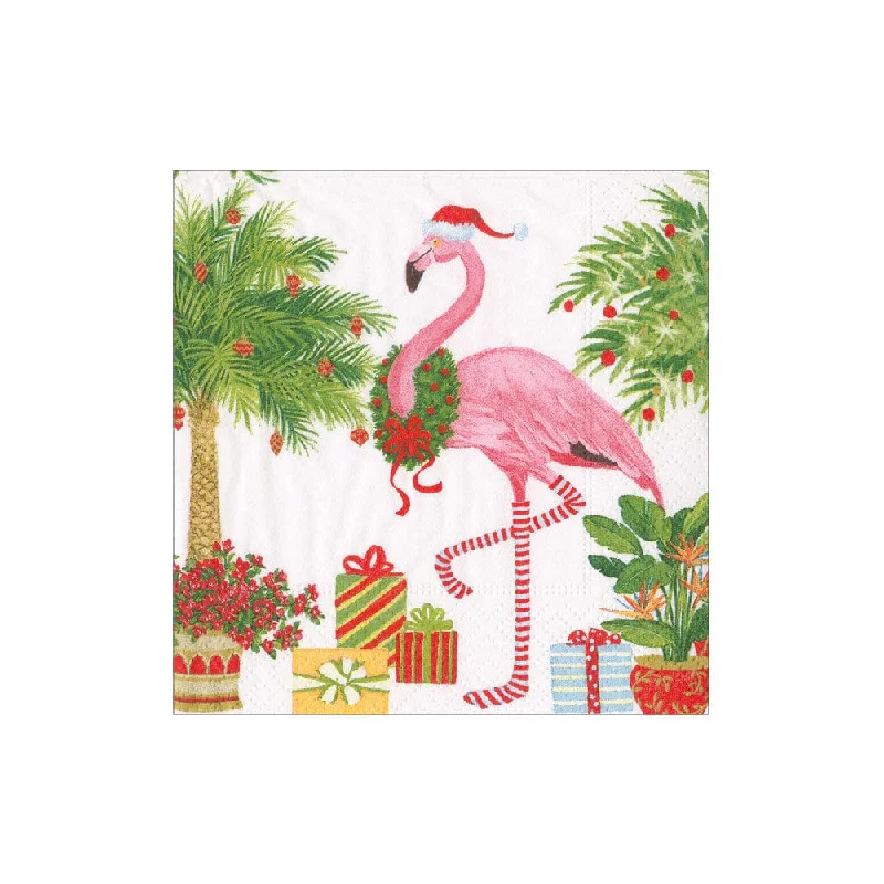 Compact stainless steel trays-CHRISTMAS FLAMINGOS - NAPKIN COCKTAIL