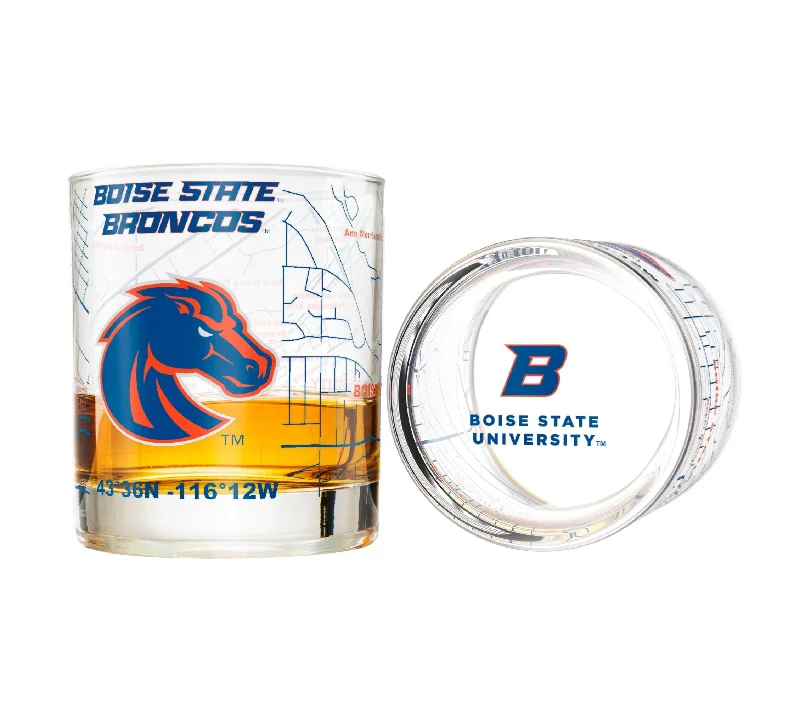 Small stainless steel tumblers-Boise State University Whiskey Glass Set (2 Low Ball Glasses)