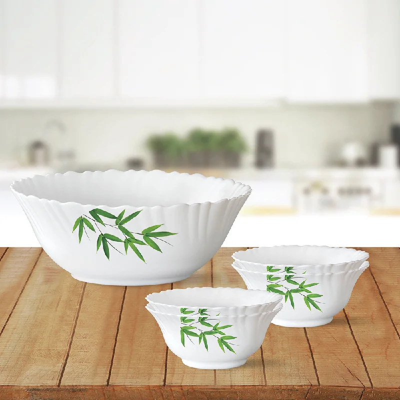 Trendy ombre glass platters-Larah by Borosil Bamboo Leaves Pudding Set