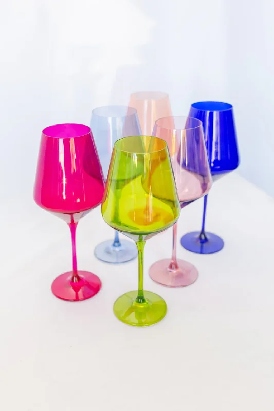 Colorful ceramic mugs for kids-Estelle Colored Wine Glasses- Mixed Set