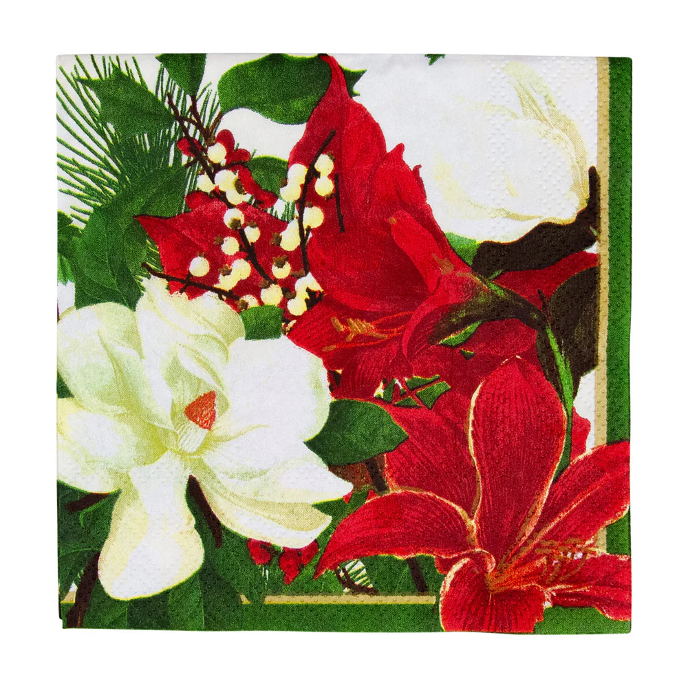 Luxury dinnerware sets for guests-Caspari Cocktail Napkins: Christmas Garden