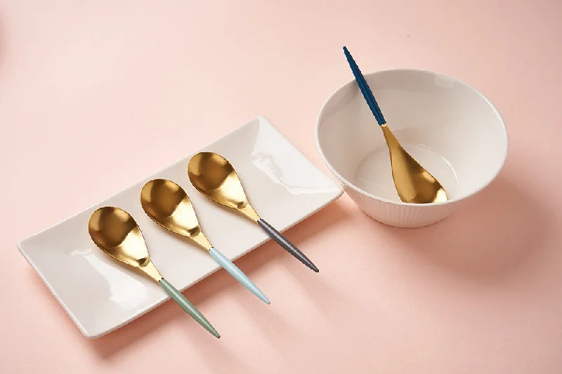 Trendy pastel dinner plates-[Bogen] Bijou Gold Korean Soup Spoon