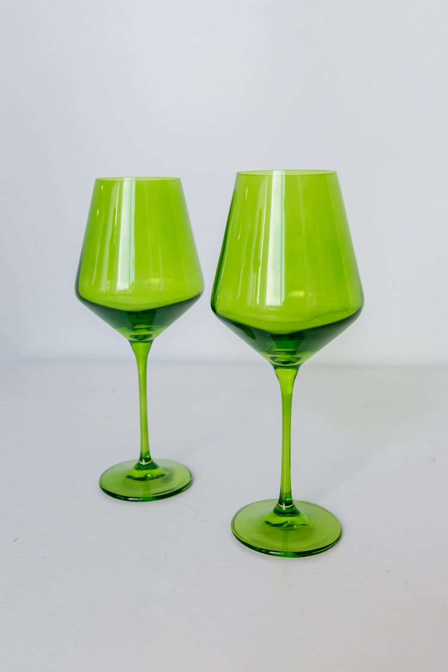 Vintage-inspired teacups with saucers-Estelle Colored Wine Glasses- Forest Green