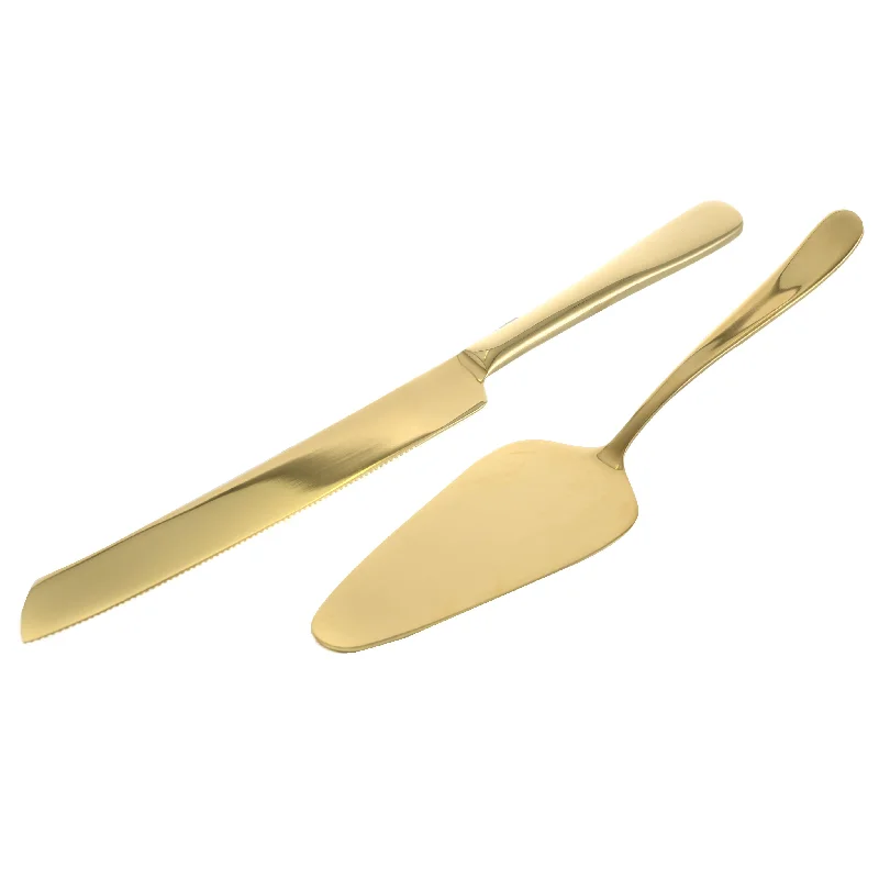 Multi-use dinnerware for casual dining-Cake Servers Set/2 Light Gold