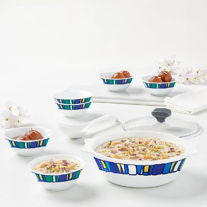 Designer dinnerware for formal events-Larah by Borosil Sapphire Dessert Set