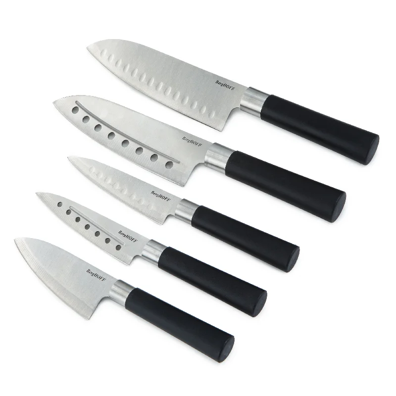 Luxury glass dinnerware for parties-BergHOFF DiNA Codon 5pc Stainless Steel Santoku Set