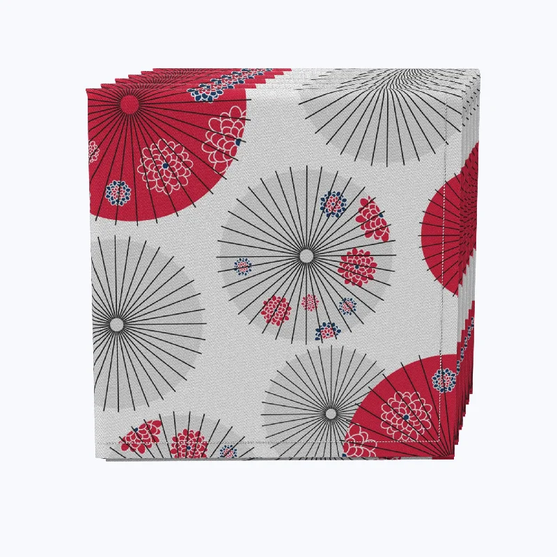 BPA-free plastic bowls for outdoors-Red Japanese Umbrella Design Napkins