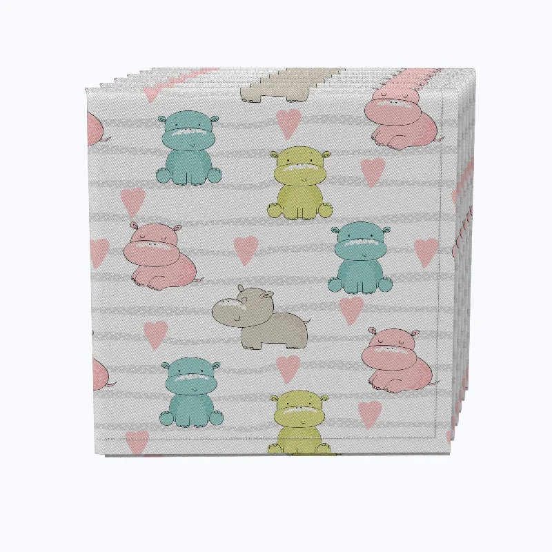 Compact glass bowls for snacks-Pastel Hippos Napkins