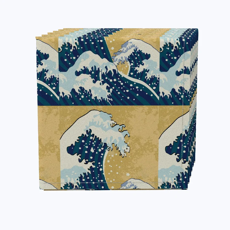 Designer mini plates for appetizers-Japanese Wave Painting Napkins