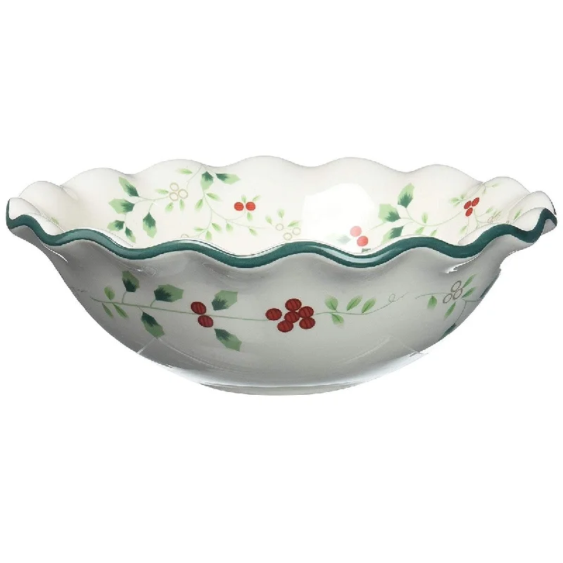 Portable serving trays for picnics-Pfaltzgraff Winterberry 8.5" Individual Pasta Bowl - White