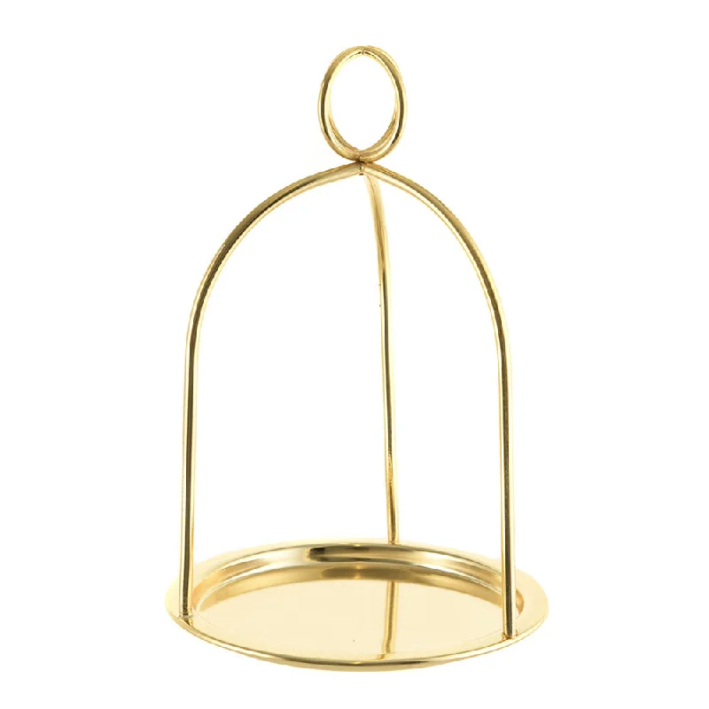 Designer dinnerware for formal events-Serving Stand 1 Tier with Handle Champagne Gold