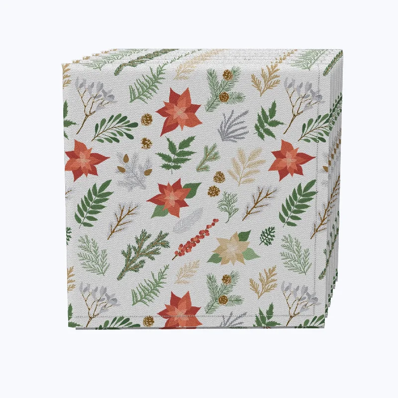 Compact stainless steel trays-Christmas Plants & Flowers Napkins