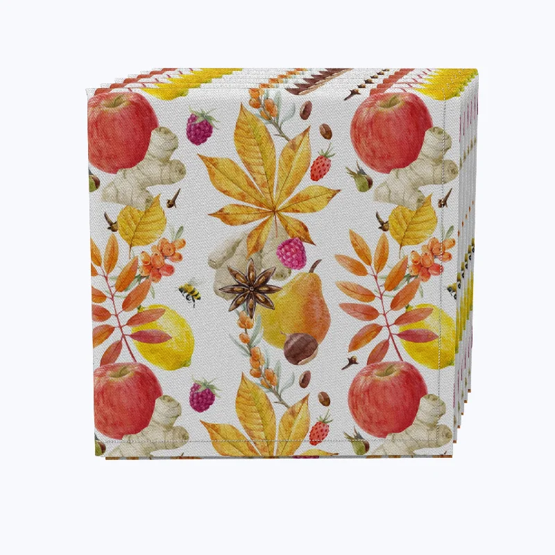 Multi-purpose stainless steel bowls-Fall Time Fruits & Leaves Napkins