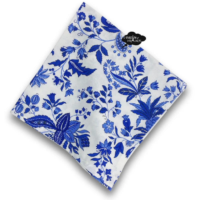 Stackable ceramic bowls for storage-Versailles Blue Provence Cotton Napkin by Le Cluny