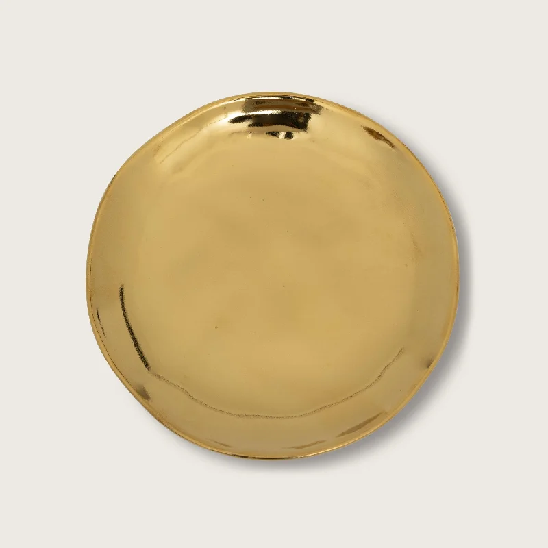 Small ceramic plates for snacks-Good Morning plate Ø21 cm - Gold