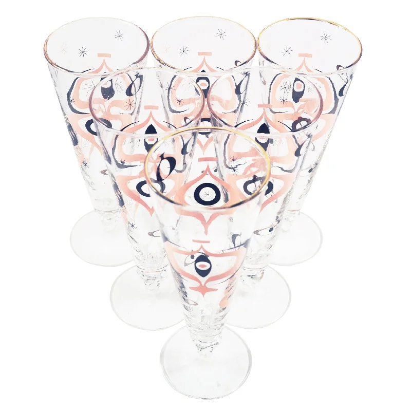 Chic ceramic platters with designs-Pink & Black Mod Atomic Pilsners