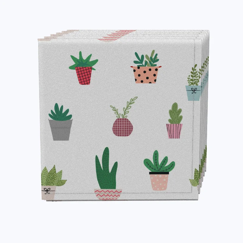 Mini appetizer plates for entertaining-Cartoon Succulents Napkins