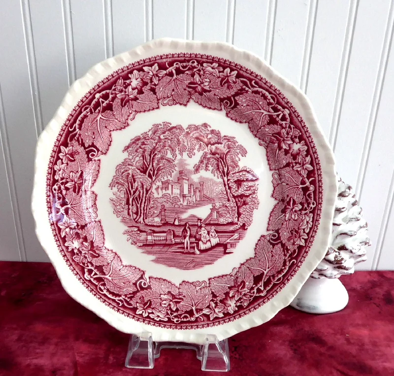 Elegant crystal glassware for wine-Vintage Mason's Vista Red Transferware Dinner Plate 1950s  Ironstone Made In England