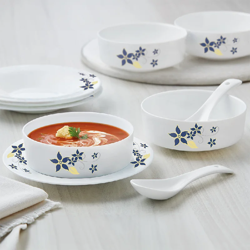 Trendy matte dinnerware sets-Larah by Borosil Viva Soup Bowl w Saucer Set