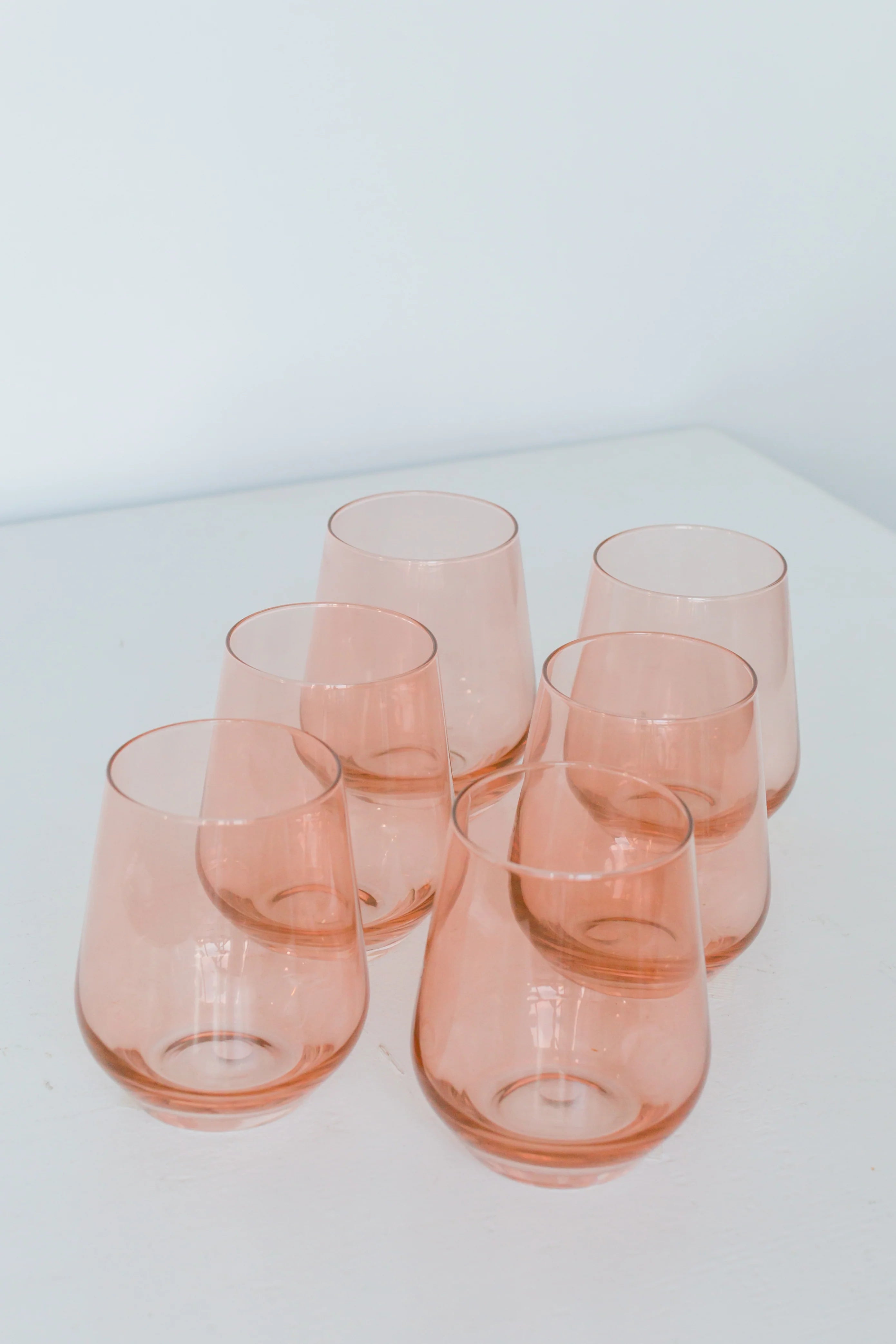 Affordable ceramic mugs for daily use-Estelle Stemless Wine Glasses - Blush