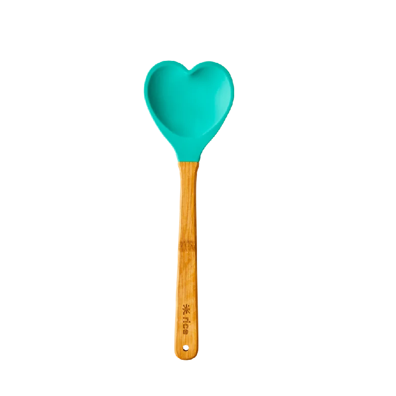 High-end crystal platters for guests-Kitchen Silicone Spoon in Heart shape | Green