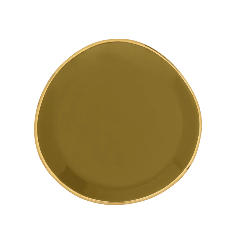 Small ceramic plates for snacks-Good Morning plate Ø9 cm - Amber green