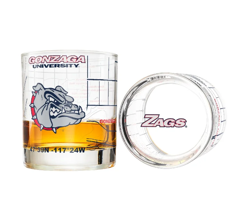 Designer mini mugs for espresso-Gonzaga University Whiskey Glass Set (2 Low Ball Glasses)