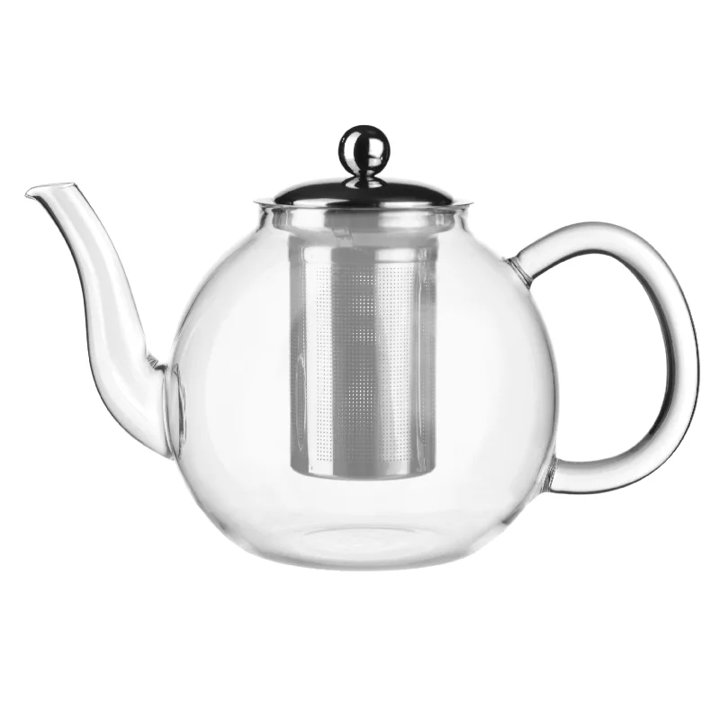 Affordable plastic plates for parties-Glass Teapot Round with Stainless Steel Infuser 1.1L