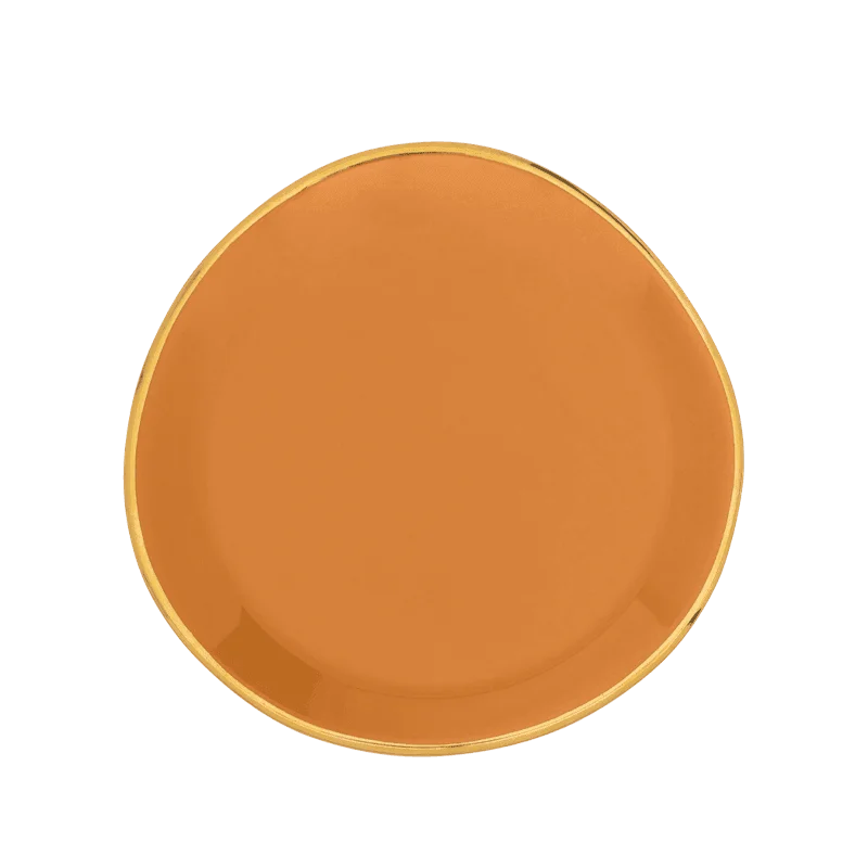 Personalized serving bowls for families-Good Morning plate Ø9 cm - Caramel