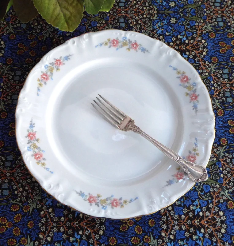 Vintage-inspired porcelain plates-Winterling Dinner Plate Bavarian Mayerling Floral Swags 10 Inches 1940s Porcelain