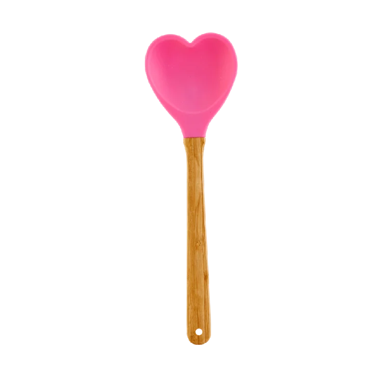 BPA-free plastic bowls for outdoors-Kitchen Silicone Spoon in Heart shape | Dark Pink