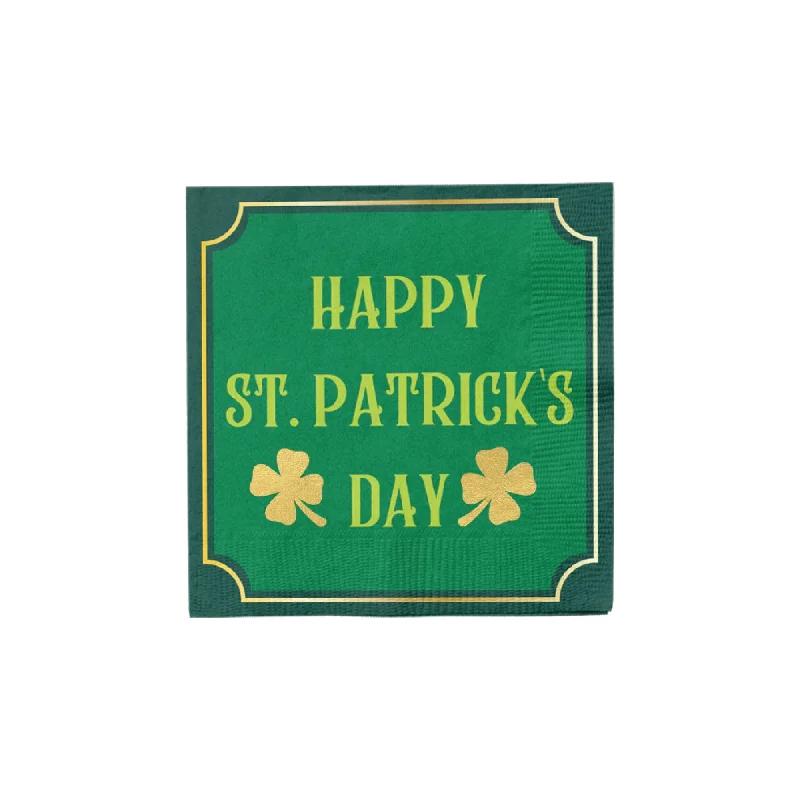 Trendy matte black dinner sets-Happy St. Patrick's Day Dessert Napkins 16ct