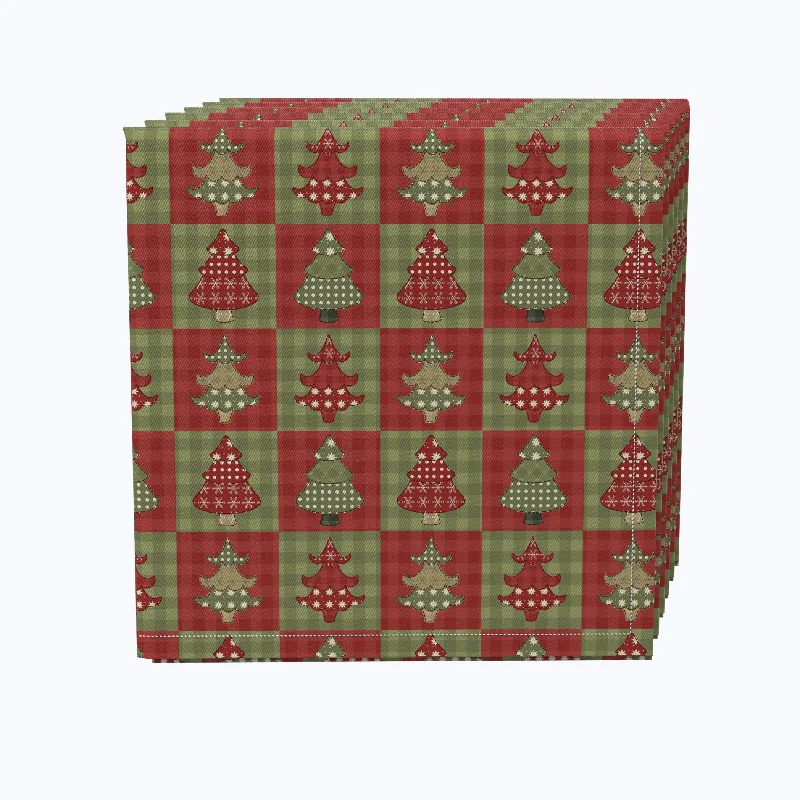 Vintage-inspired porcelain plates-Checkered Christmas Tree Pattern Napkins