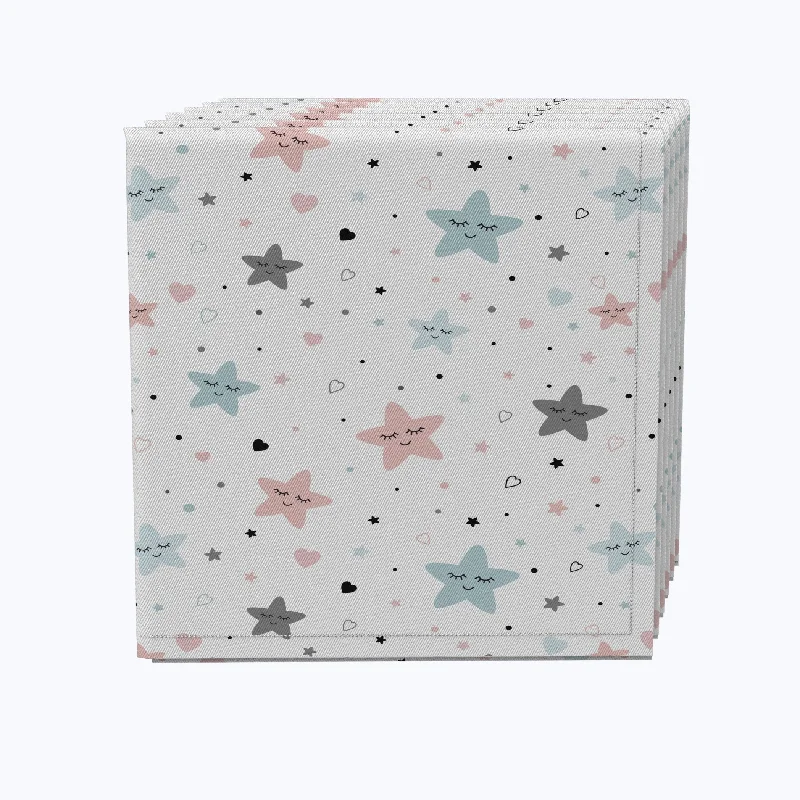 Retro-style ceramic plates for home-Pink & Blue Stars Napkins