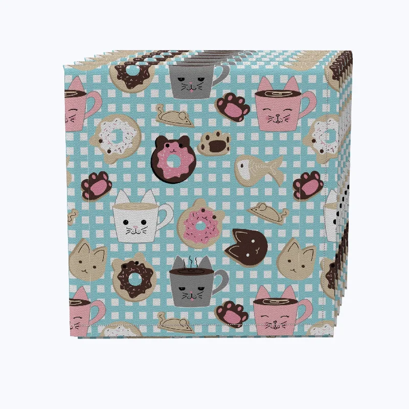 Trendy holographic dinnerware-Cat Lovers Mugs & Donuts Napkins