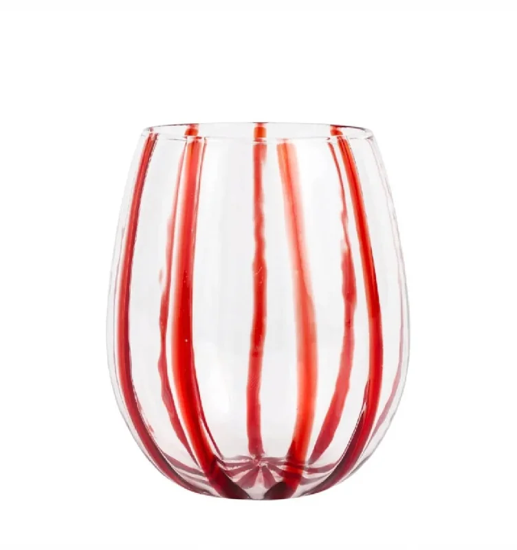 Mini espresso cups for home-Vietri Nuovo Stripe Red Stemless Wine Glass