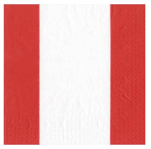 Stylish cutlery sets for modern kitchens-Caspari Cocktail Napkins: Bandol Stripe - Red