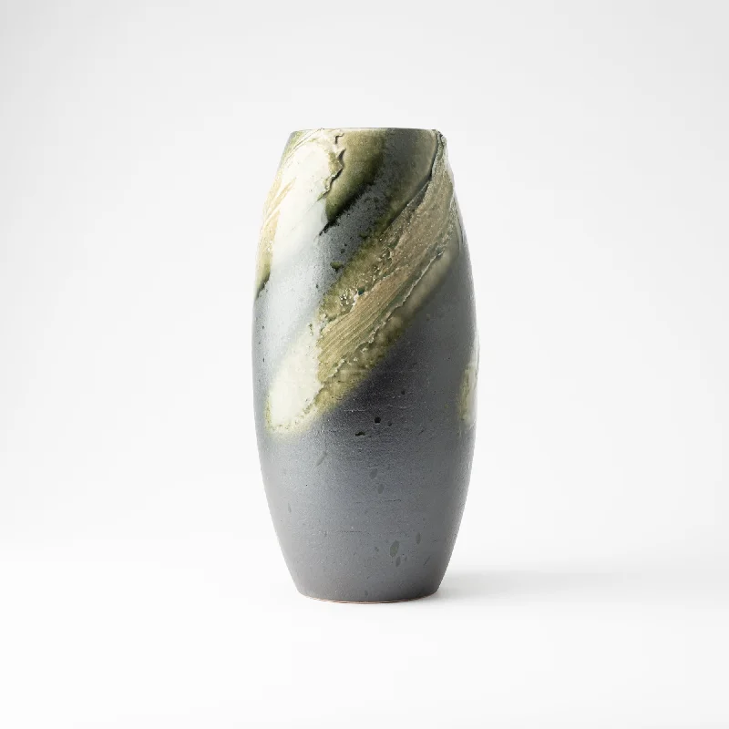 Trendy floral wall decor-Ash Glaze Shigaraki Ware Flower Vase